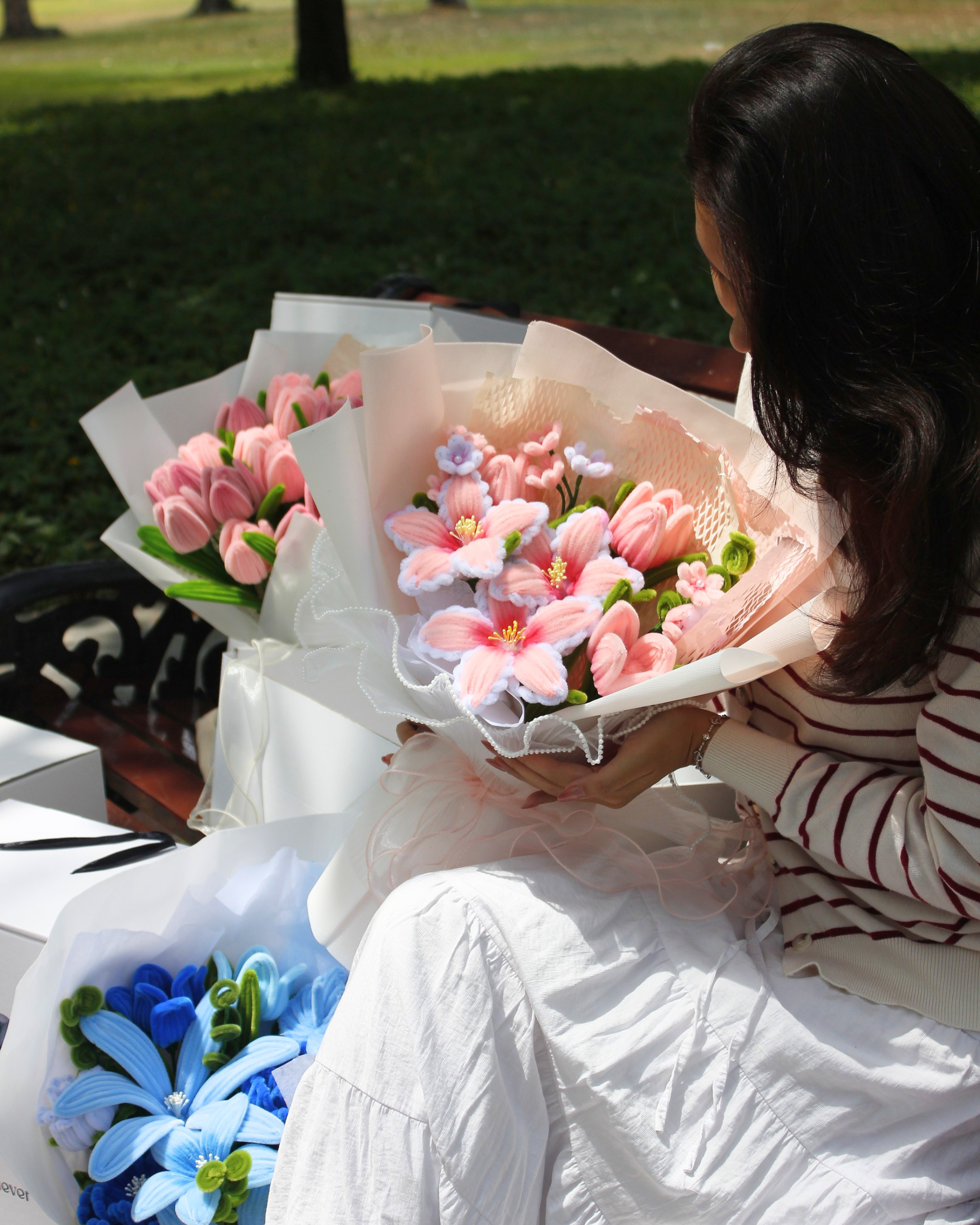 A handmade flower bouquet as a thoughtful just because gift for her that lasts beautifully over time.
