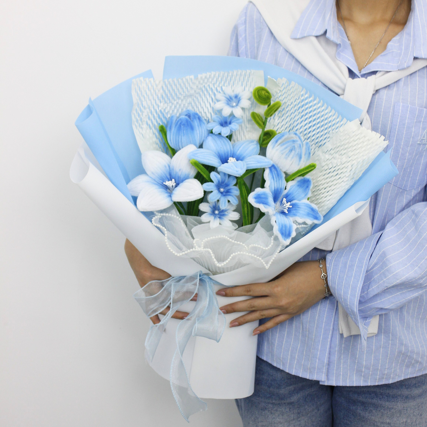 blue tiger lily silk flowers Dreamelle Bouquet – Handcrafted Tiger Lily & Tulip Arrangement
